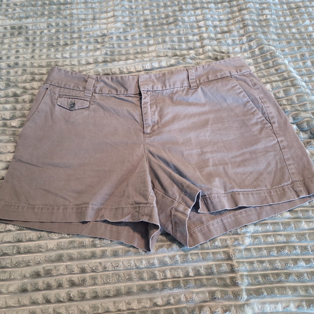 LOFT Ann Taylor Women Chino Shorts 10 Taupe Brown Cotton Twill Casual Preppy